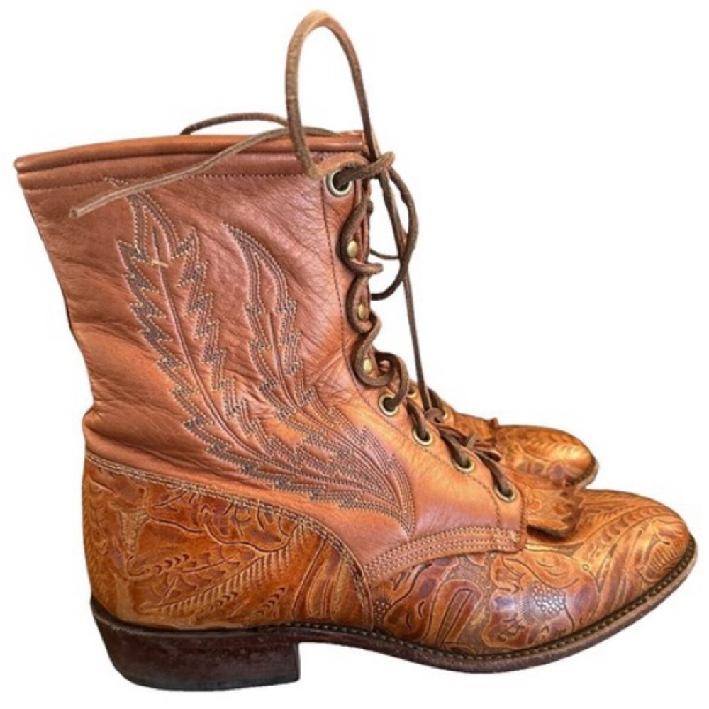 Larry Mahan womens brown and tan boots size 8.5